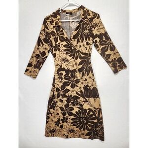 Katie K. Women's Y2K Hippie Floral Pencil Dress Brown/Beige Size M
